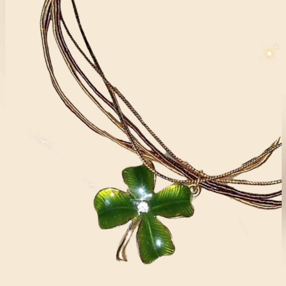 Green Enamel Shamrock Clover Pendant